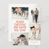 Frohe Weihnachten Neujahr Red 4 Foto Collage (Vorne/Hinten)