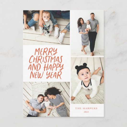 Frohe Weihnachten Neujahr Red 4 Foto Collage (Vorderseite)