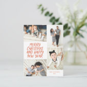 Frohe Weihnachten Neujahr Red 4 Foto Collage (Stehend Vorderseite)