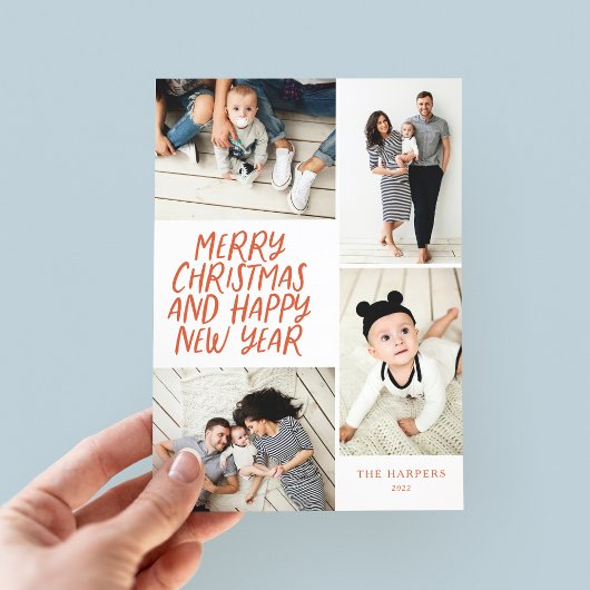 Frohe Weihnachten Neujahr Red 4 Foto Collage