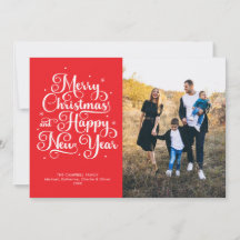 Frohe Weihnachten Neujahr Rot Schrift Foto