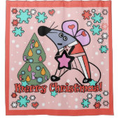 Frohe Weihnachten Neujahr Symbol Maus Cartoon nied Duschvorhang (Vorderseite)