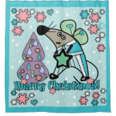 Frohe Weihnachten Neujahr Symbol Maus Cartoon nied Duschvorhang (Vorderseite)
