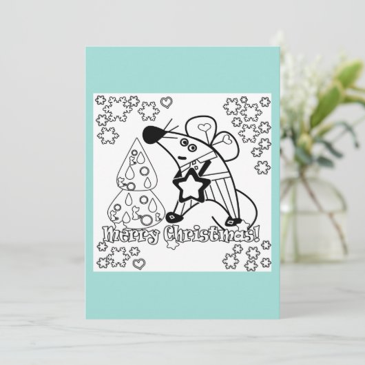 Frohe Weihnachten Neujahr Symbol Maus Cartoon nied Einladung (Stehend Vorderseite)