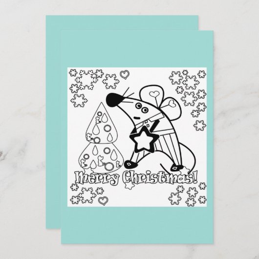 Frohe Weihnachten Neujahr Symbol Maus Cartoon nied Einladung (Vorne/Hinten)