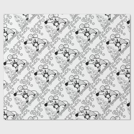 Frohe Weihnachten Neujahr Symbol Maus Cartoon nied Geschenkpapier (Flach)