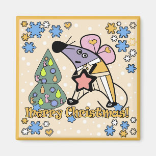 Frohe Weihnachten Neujahr Symbol Maus Cartoon nied Magnet