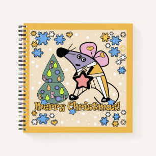 Frohe Weihnachten Neujahr Symbol Maus Cartoon nied Notizblock