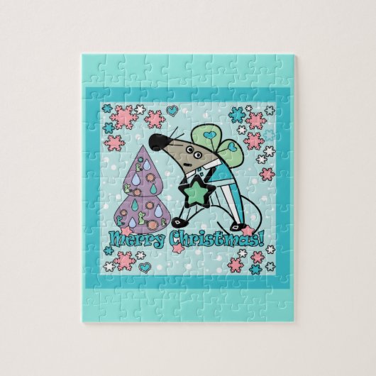 Frohe Weihnachten Neujahr Symbol Maus Cartoon nied Puzzle (Vertikal)