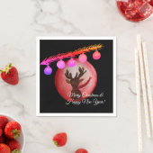 Frohe Weihnachten, Neujahr Wasserfarben Hirsche Na Serviette (Beispiel)