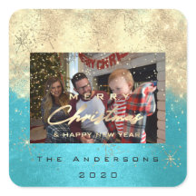 Frohe Weihnachten New Gold Glitzer Foto Blue