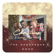 Frohe Weihnachten New Gold Glitzer Foto Maroon