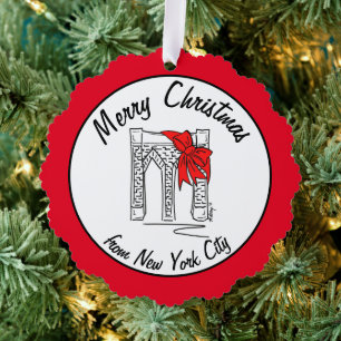 Frohe Weihnachten New York City Brooklyn Bridge Bo Ornament Karte