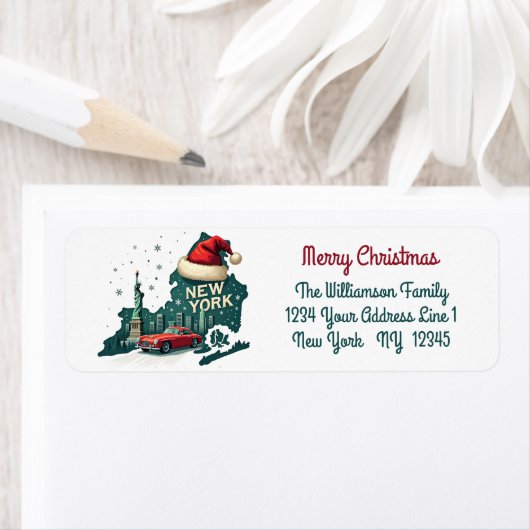 Frohe Weihnachten New York Holiday Rücksendeadress (Insitu)