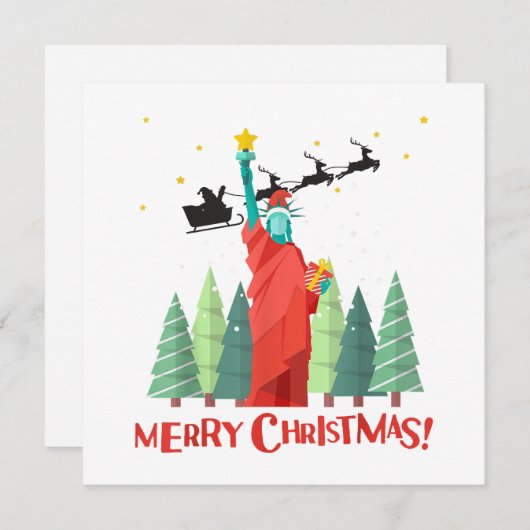 Frohe Weihnachten New Yorker Weihnachtsstatue Einladung (Vorne/Hinten)