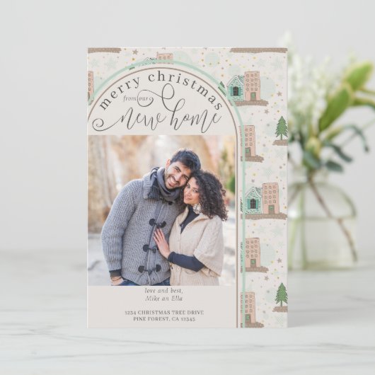 Frohe Weihnachten New Zuhause Foto Apartment Movin Ankündigung (Stehend Vorderseite)