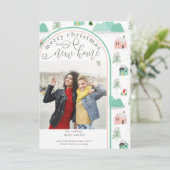 Frohe Weihnachten New Zuhause Foto Mountain House Ankündigung (Stehend Vorderseite)