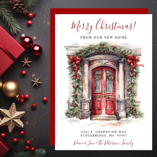 Frohe Weihnachten New Zuhause Red Door Moving Ankündigung