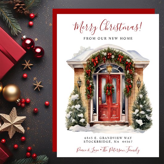 Frohe Weihnachten New Zuhause Red Door Moving Ankündigung
