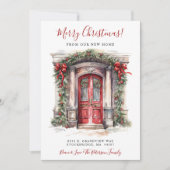 Frohe Weihnachten New Zuhause Red Door Moving Ankündigung (Vorderseite)