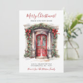 Frohe Weihnachten New Zuhause Red Door Moving Ankündigung (Stehend Vorderseite)