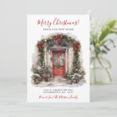 Frohe Weihnachten New Zuhause Red Door Moving Ankündigung (Stehend Vorderseite)