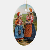FROHE WEIHNACHTEN niederländische Mädchen Keramikornament (Rechts)