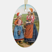 FROHE WEIHNACHTEN niederländische Mädchen Keramikornament (Links)