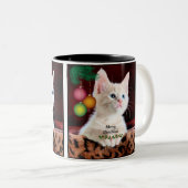 Frohe Weihnachten Niedlich Adorable Kitty Cat Zweifarbige Tasse (VorderseiteRechts)