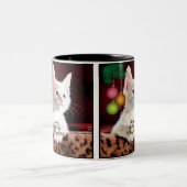 Frohe Weihnachten Niedlich Adorable Kitty Cat Zweifarbige Tasse (Mittel)