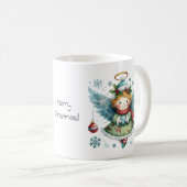 Frohe Weihnachten Niedlich Angel Folk Art Style Kaffeetasse (VorderseiteRechts)