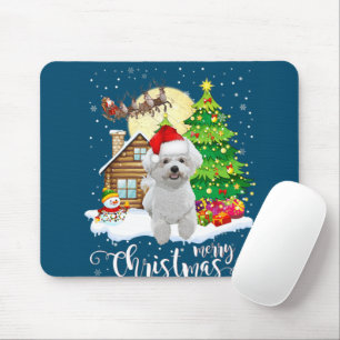 Frohe Weihnachten Niedlich Bichon Frise Santa mit  Mousepad