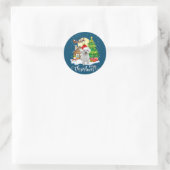 Frohe Weihnachten Niedlich Bichon Frise Santa mit  Runder Aufkleber (Tasche)