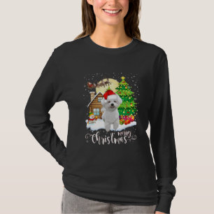 Frohe Weihnachten Niedlich Bichon Frise Santa mit T-Shirt