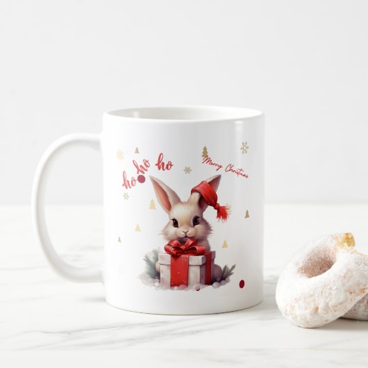 Frohe Weihnachten Niedlich Bunny Kaffeetasse (Mit Donut)