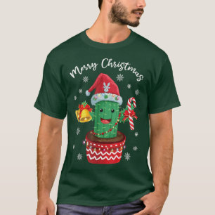 Frohe Weihnachten Niedlich Cactus Weihnachtsmannmü T-Shirt