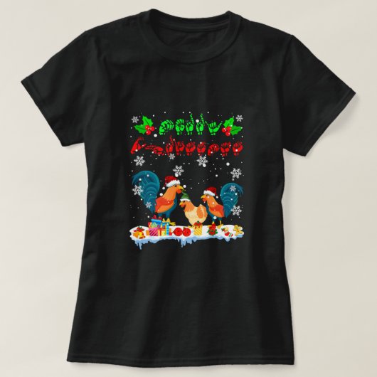 Frohe Weihnachten Niedlich Chicken Bauer ASL Sign  T-Shirt (Design vorne)