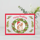 Frohe Weihnachten Niedlich Corgi mit Weihnachtsman (Stehend Vorderseite)