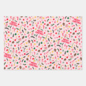 Frohe Weihnachten Niedlich Doodle Whimsical Muster Geschenkpapier Set (Vorderseite)