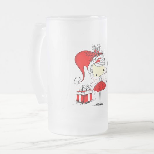 Frohe Weihnachten Niedlich Fairy Mattglas Bierglas (Vorderseite Links)