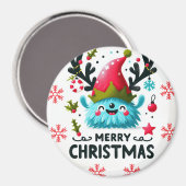 Frohe Weihnachten Niedlich Fluffy goofy Monster Magnet (Vorderseite/Rückseite)