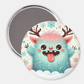 Frohe Weihnachten Niedlich Fluffy goofy Monster Magnet (Vorderseite/Rückseite)