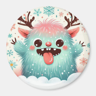 Frohe Weihnachten Niedlich Fluffy goofy Monster Magnet
