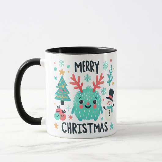 Frohe Weihnachten Niedlich Fluffy Tasse (Links)