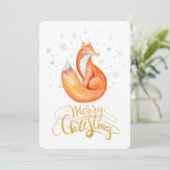 Frohe Weihnachten Niedlich Fox and Snowflakes Card (Stehend Vorderseite)