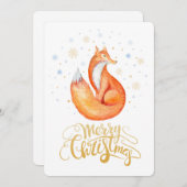 Frohe Weihnachten Niedlich Fox and Snowflakes Card (Vorne/Hinten)