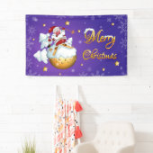 Frohe Weihnachten Niedlich Funny Winter Skiing Wei Banner (Insitu)