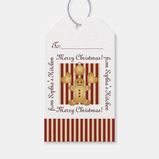 Frohe Weihnachten Niedlich Gingerbread Man Homemad Geschenkanhänger (Vorderseite)