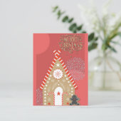 Frohe Weihnachten Niedlich Gingerbread Mann und Ha Postkarte (Stehend Vorderseite)