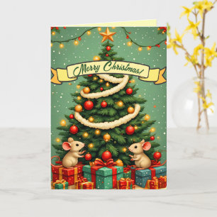 Frohe Weihnachten Niedlich Glückliche Mäuse Viktor Karte